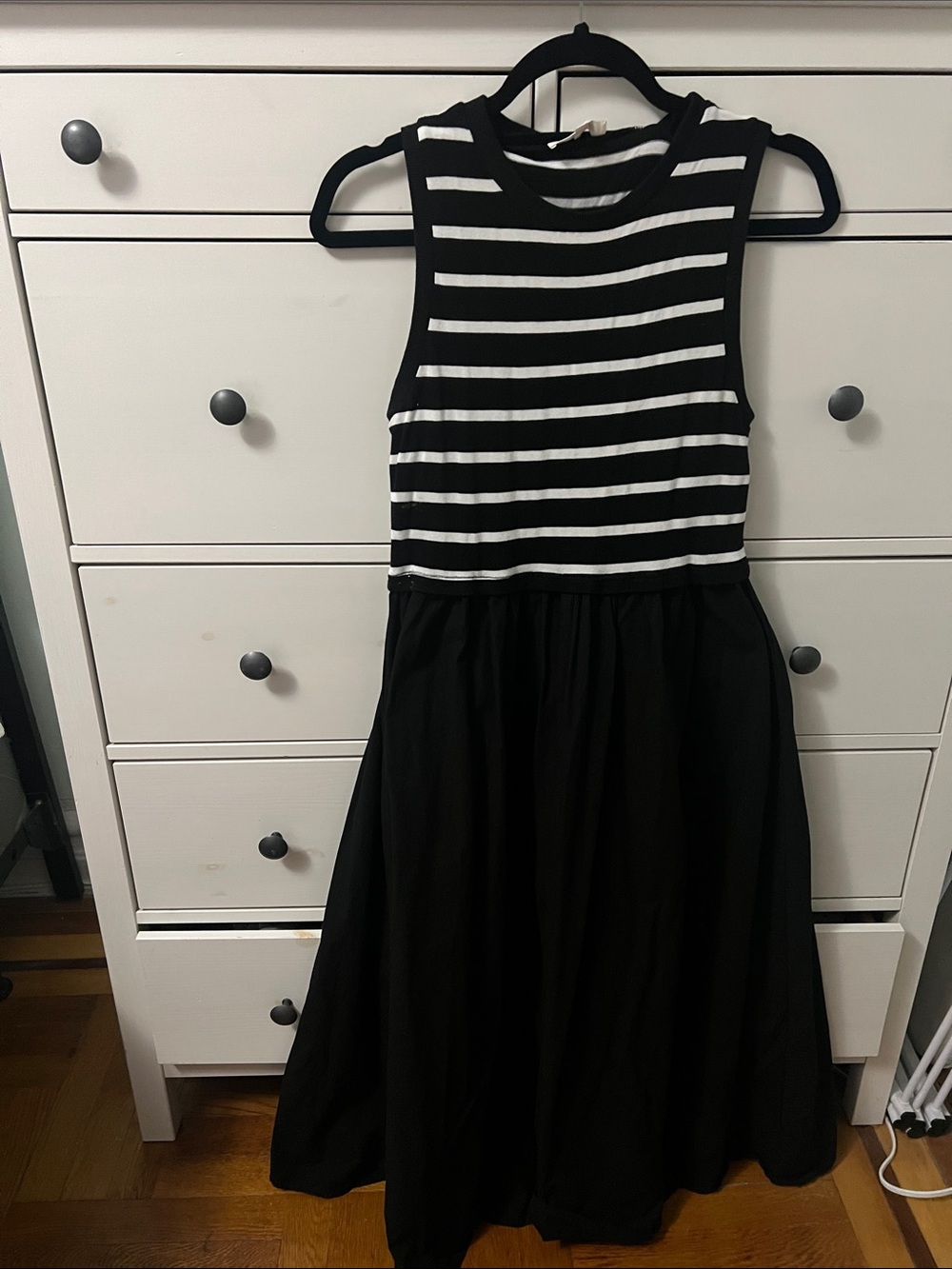 Women’s  Black & White Striped Sleeveless Dress
